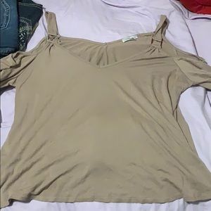 Brown cold shoulder long sleeve top LG